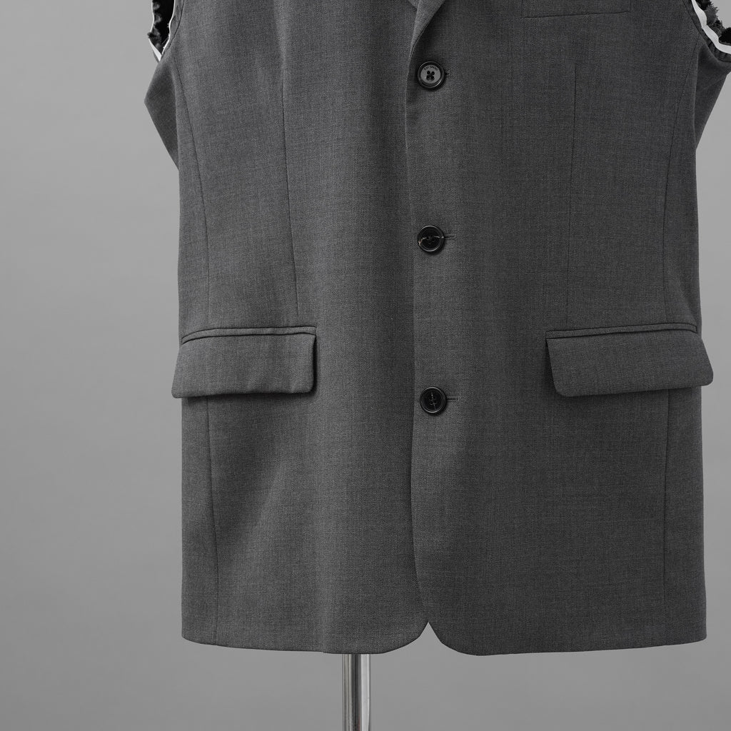 RAF SIMONS ラフシモンズ / 美品 23SS ノースリーブ テーラードジャケット ベスト / 231-516 / size S (GRAY)