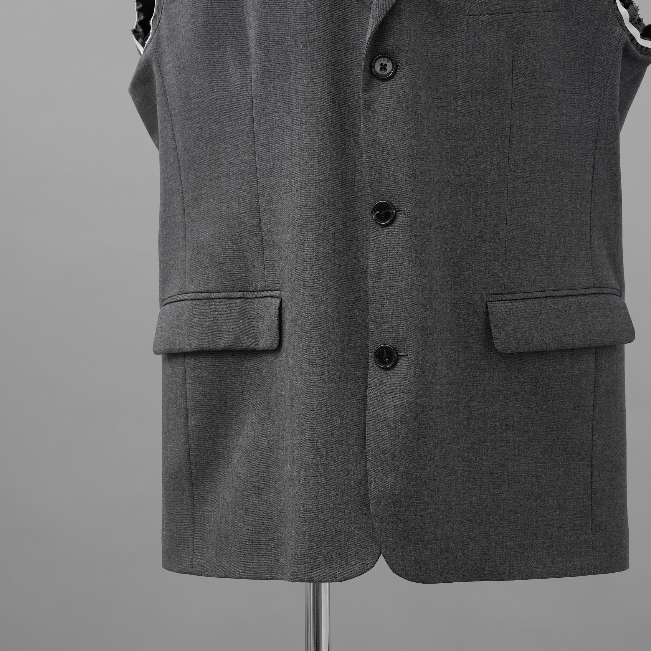 RAF SIMONS ラフシモンズ / 美品 23SS ノースリーブ テーラードジャケット ベスト / 231-516 / size S (GRAY)