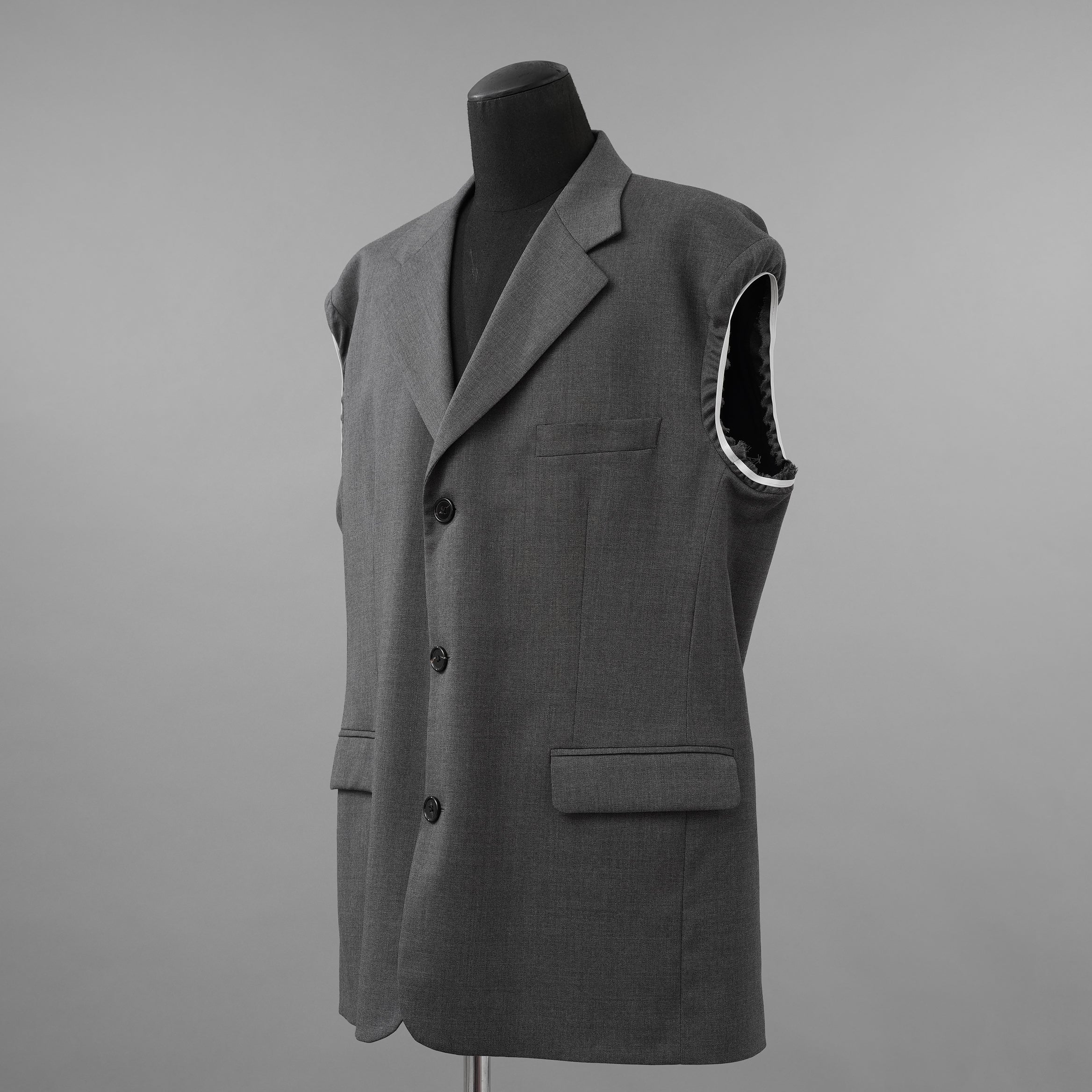 RAF SIMONS ラフシモンズ / 美品 23SS ノースリーブ テーラードジャケット ベスト / 231-516 / size S (GRAY)