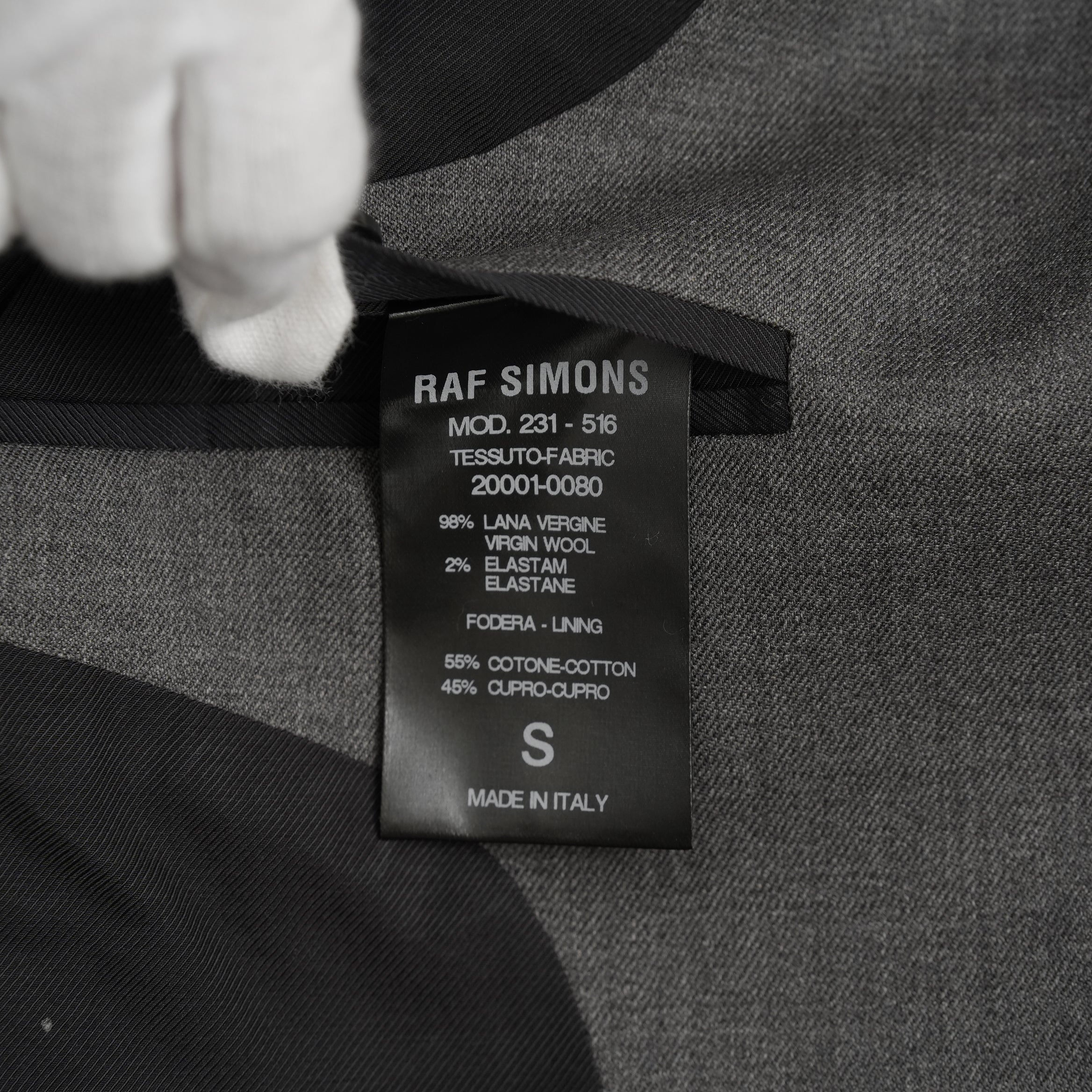 RAF SIMONS ラフシモンズ / 美品 23SS ノースリーブ テーラードジャケット ベスト / 231-516 / size S (GRAY)