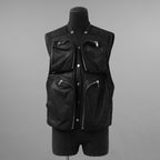 Rick Owens リックオウエンス / 美品 24AW Porterville Leather Cargo Vest レザーカーゴベスト / RU02D6767-LBA / size 48 (BLACK)