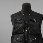 Rick Owens リックオウエンス / 美品 24AW Porterville Leather Cargo Vest レザーカーゴベスト / RU02D6767-LBA / size 48 (BLACK)