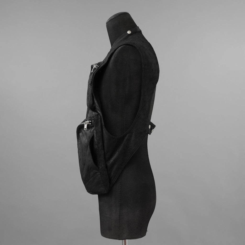 Rick Owens リックオウエンス / 美品 24AW Porterville Leather Cargo Vest レザーカーゴベスト / RU02D6767-LBA / size 48 (BLACK)