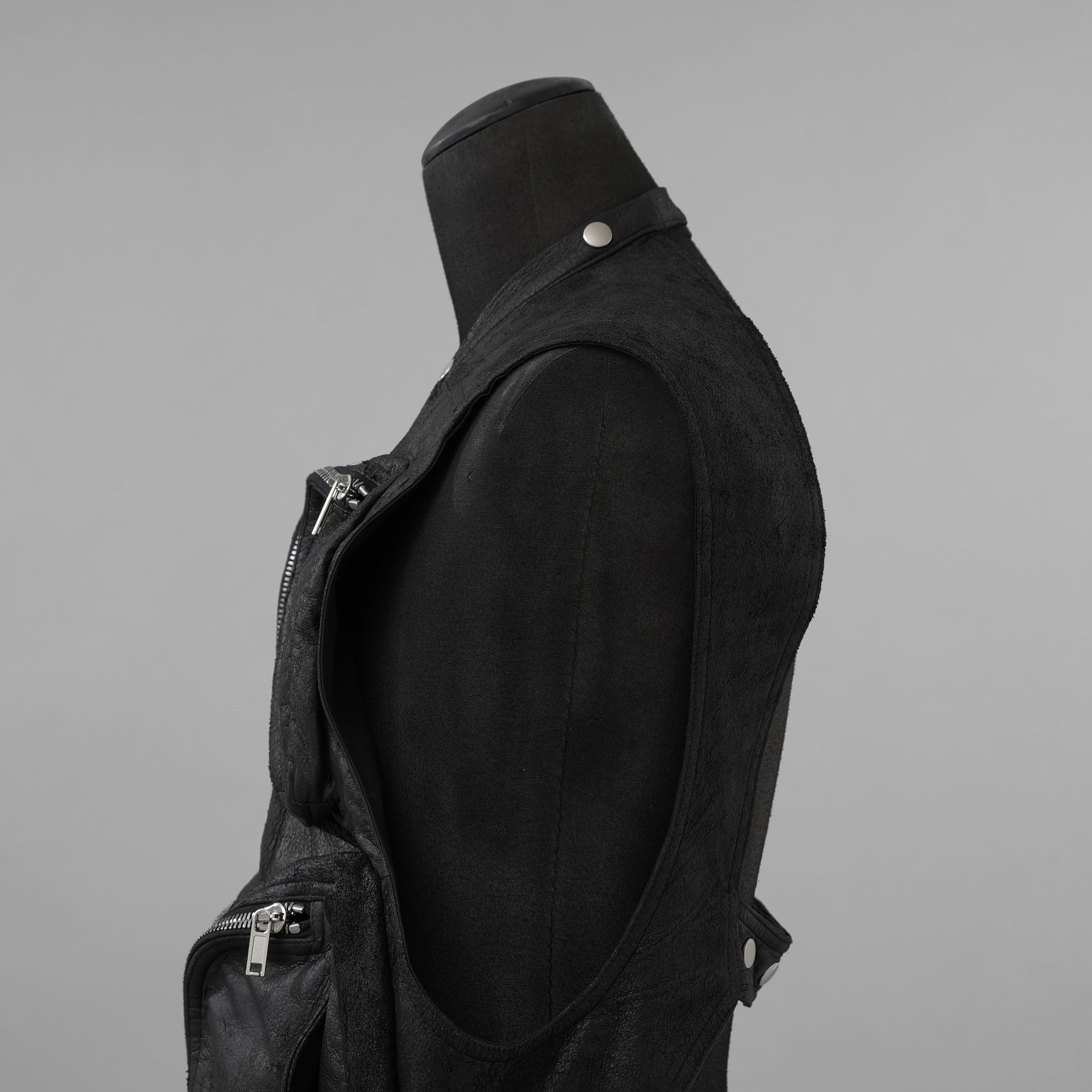Rick Owens リックオウエンス / 美品 24AW Porterville Leather Cargo Vest レザーカーゴベスト / RU02D6767-LBA / size 48 (BLACK)