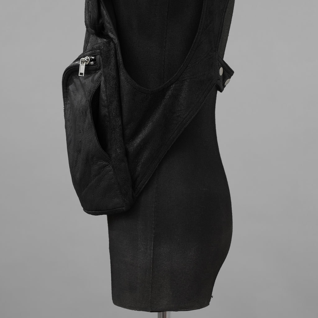 Rick Owens リックオウエンス / 美品 24AW Porterville Leather Cargo Vest レザーカーゴベスト / RU02D6767-LBA / size 48 (BLACK)