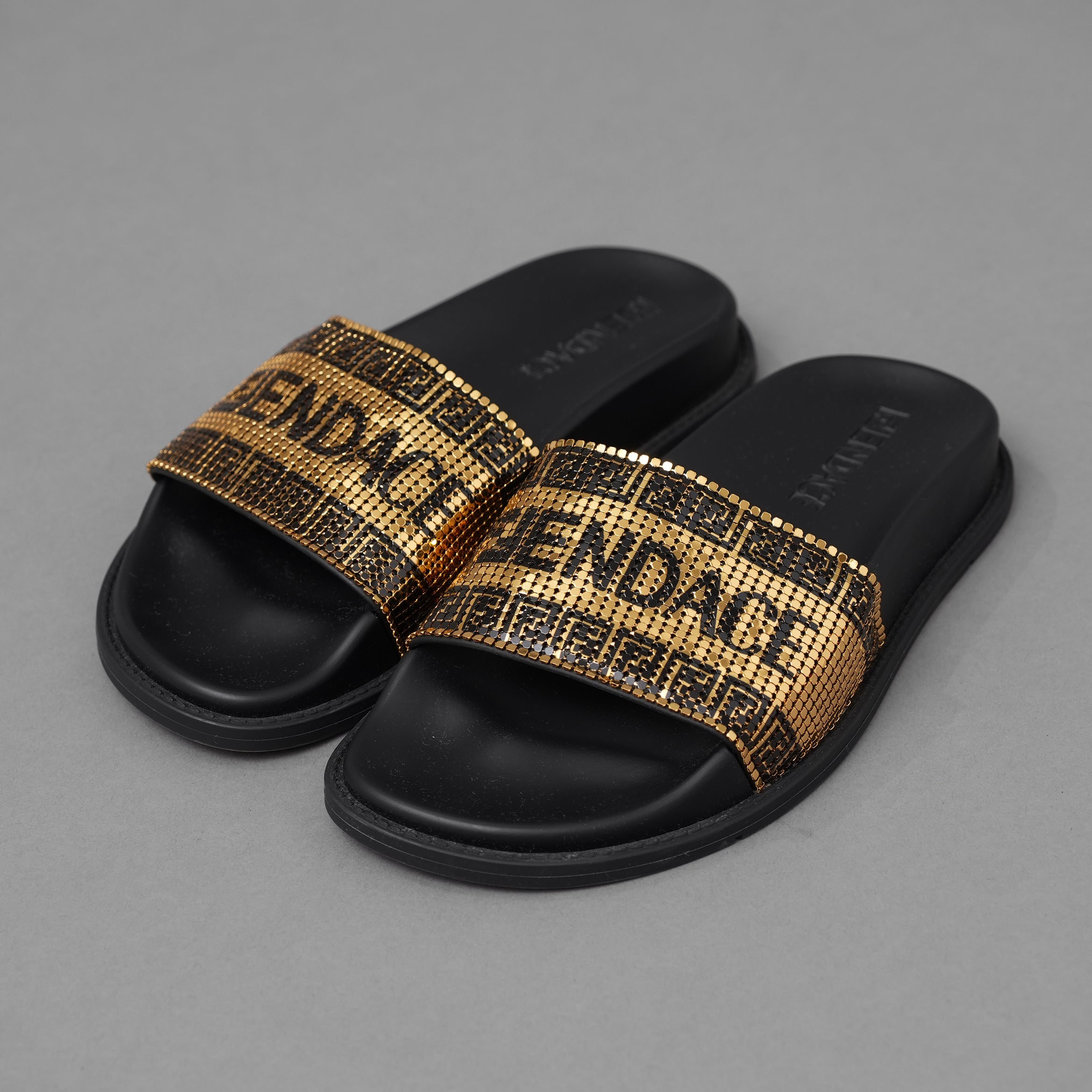 FENDACE フェンダーチェ FENDI×VERSACE コラボ / 22SS ロゴ スライドサンダル / シャワーサンダル /8X8324 / size 36 (23cm) BLACK