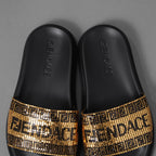 FENDACE フェンダーチェ FENDI×VERSACE コラボ / 22SS ロゴ スライドサンダル / シャワーサンダル /8X8324 / size 36 (23cm) BLACK