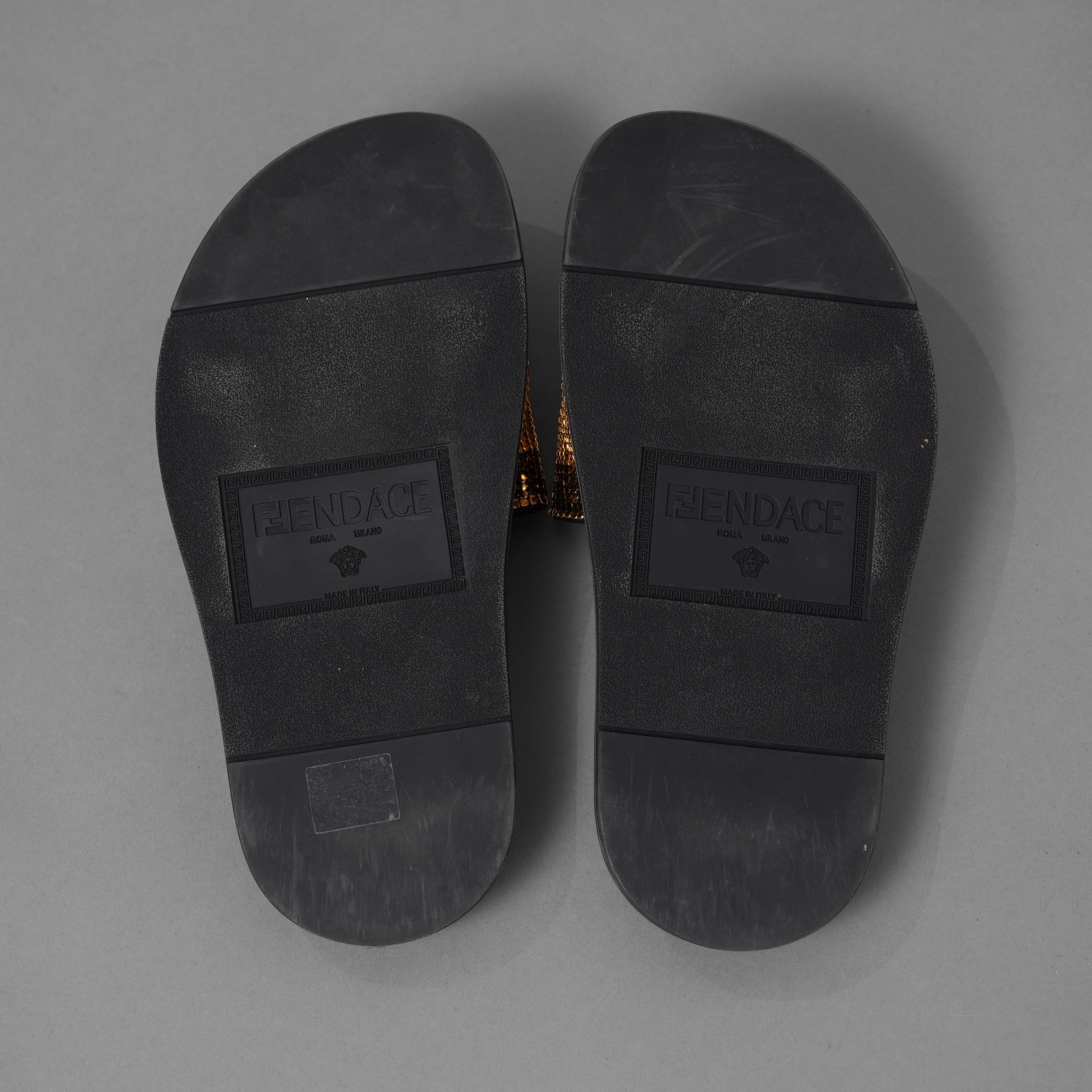FENDACE フェンダーチェ FENDI×VERSACE コラボ / 22SS ロゴ スライドサンダル / シャワーサンダル /8X8324 / size 36 (23cm) BLACK