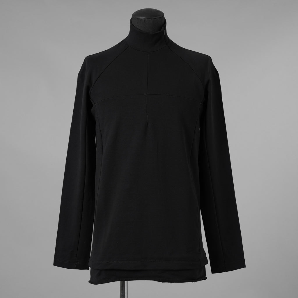 希少 incarnation インカネーション / 美品 24SS F.TERRY High neck L/S Cut Sewn フレンチテリー ハイネック ジップ 長袖Tシャツ / size S (BLACK) 123028-alm