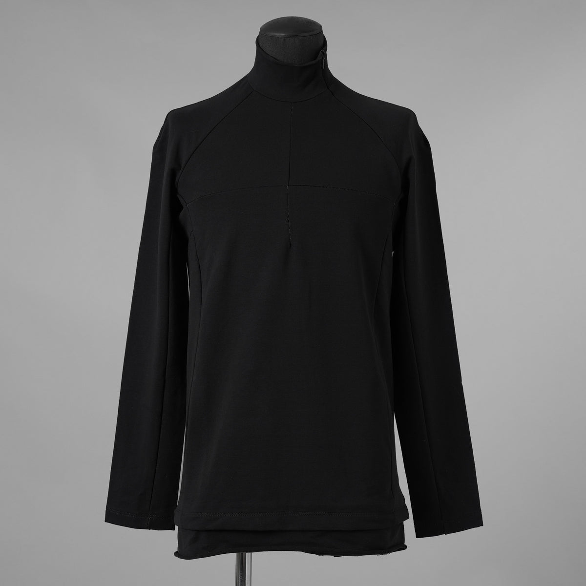 希少 incarnation インカネーション / 美品 24SS F.TERRY High neck L/S Cut Sewn フレンチテリー ハイネック ジップ 長袖Tシャツ / size S (BLACK) 123028-alm