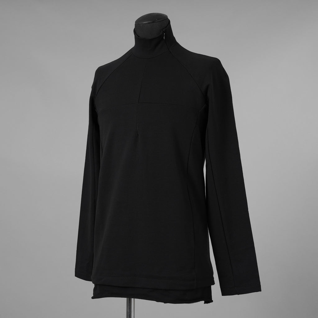 希少 incarnation インカネーション / 美品 24SS F.TERRY High neck L/S Cut Sewn フレンチテリー ハイネック ジップ 長袖Tシャツ / size S (BLACK) 123028-alm