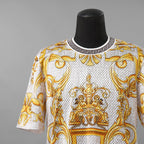 FENDACE フェンダーチェ FENDI×VERSACE コラボ / 美品 22SS ロゴ メッシュ 半袖Tシャツ / FAF649 AKGW / size XS (GOLD)