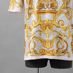 FENDACE フェンダーチェ FENDI×VERSACE コラボ / 美品 22SS ロゴ メッシュ 半袖Tシャツ / FAF649 AKGW / size XS (GOLD)