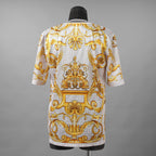 FENDACE フェンダーチェ FENDI×VERSACE コラボ / 美品 22SS ロゴ メッシュ 半袖Tシャツ / FAF649 AKGW / size XS (GOLD)