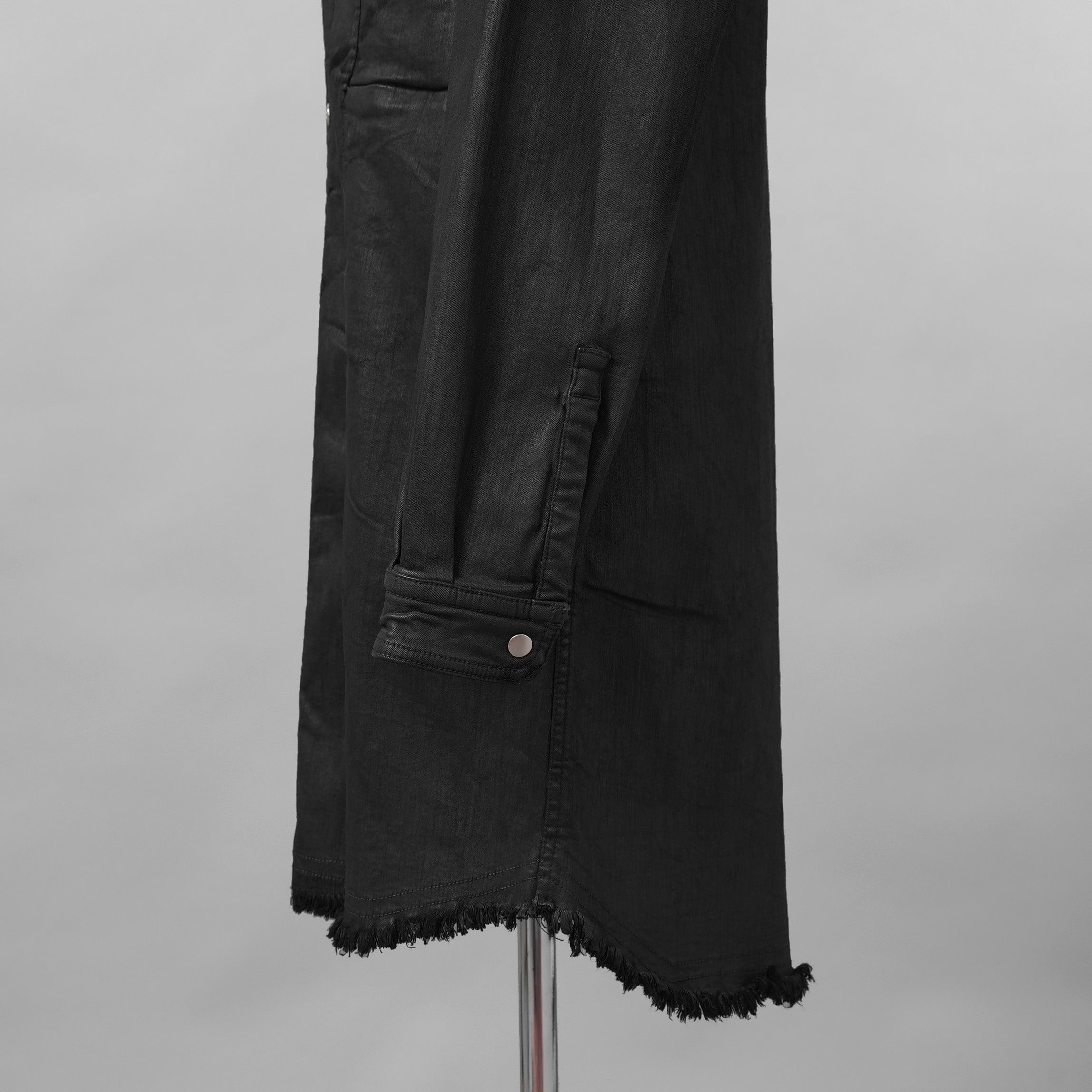Rick Owens リックオウエンス / 美品 24SS LIDO / FOG POCKET JUMBO CUT-OUT OUTER SHIRT / コーティング カットオフ アウターシャツ / RR01D-3703 SBW / size 46 (BLACK WAX)