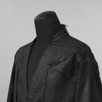 Rick Owens リックオウエンス / 美品 24SS LIDO / FOG POCKET JUMBO CUT-OUT OUTER SHIRT / コーティング カットオフ アウターシャツ / RR01D-3703 SBW / size 46 (BLACK WAX)