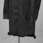 Rick Owens リックオウエンス / 美品 24SS LIDO / FOG POCKET JUMBO CUT-OUT OUTER SHIRT / コーティング カットオフ アウターシャツ / RR01D-3703 SBW / size 46 (BLACK WAX)