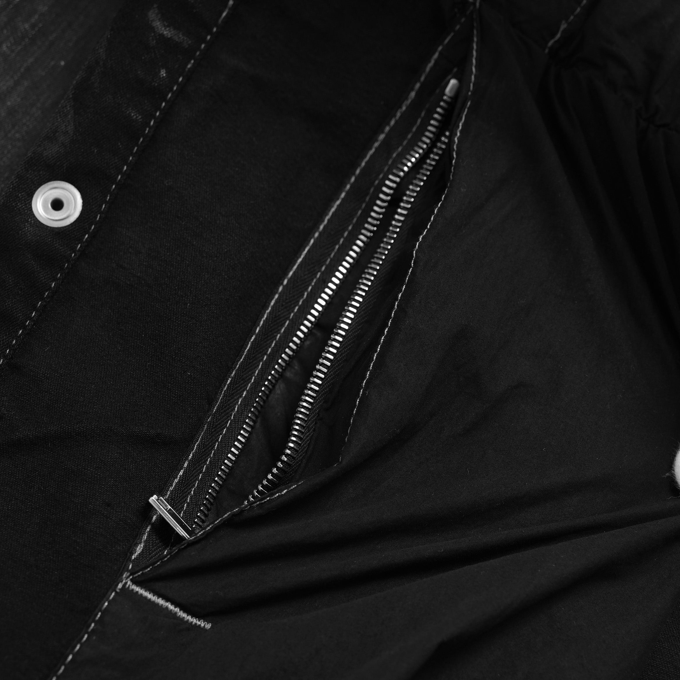 Rick Owensリックオウエンス / 美品 24SS LIDO / FOG POCKET JUMBO CUT-OUT OUTER SHIRT / コーティング カットオフ アウターシャツ / RR01D-3703 SBW / size 46 (BLACK WAX)