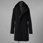 1PIU1UGUALE3 ウノピゥウノウグァーレトレ / 18AW 美品 WRAP NECK HOOD COAT ウールカシミア メルトンコート アウター / MRC060 WNY016 / size 4 (BLACK) 123023-alm