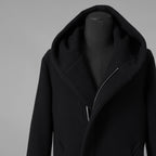 1PIU1UGUALE3 ウノピゥウノウグァーレトレ / 18AW 美品 WRAP NECK HOOD COAT ウールカシミア メルトンコート アウター / MRC060 WNY016 / size 4 (BLACK) 123023-alm