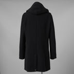 1PIU1UGUALE3 ウノピゥウノウグァーレトレ / 18AW 美品 WRAP NECK HOOD COAT ウールカシミア メルトンコート アウター / MRC060 WNY016 / size 4 (BLACK) 123023-alm