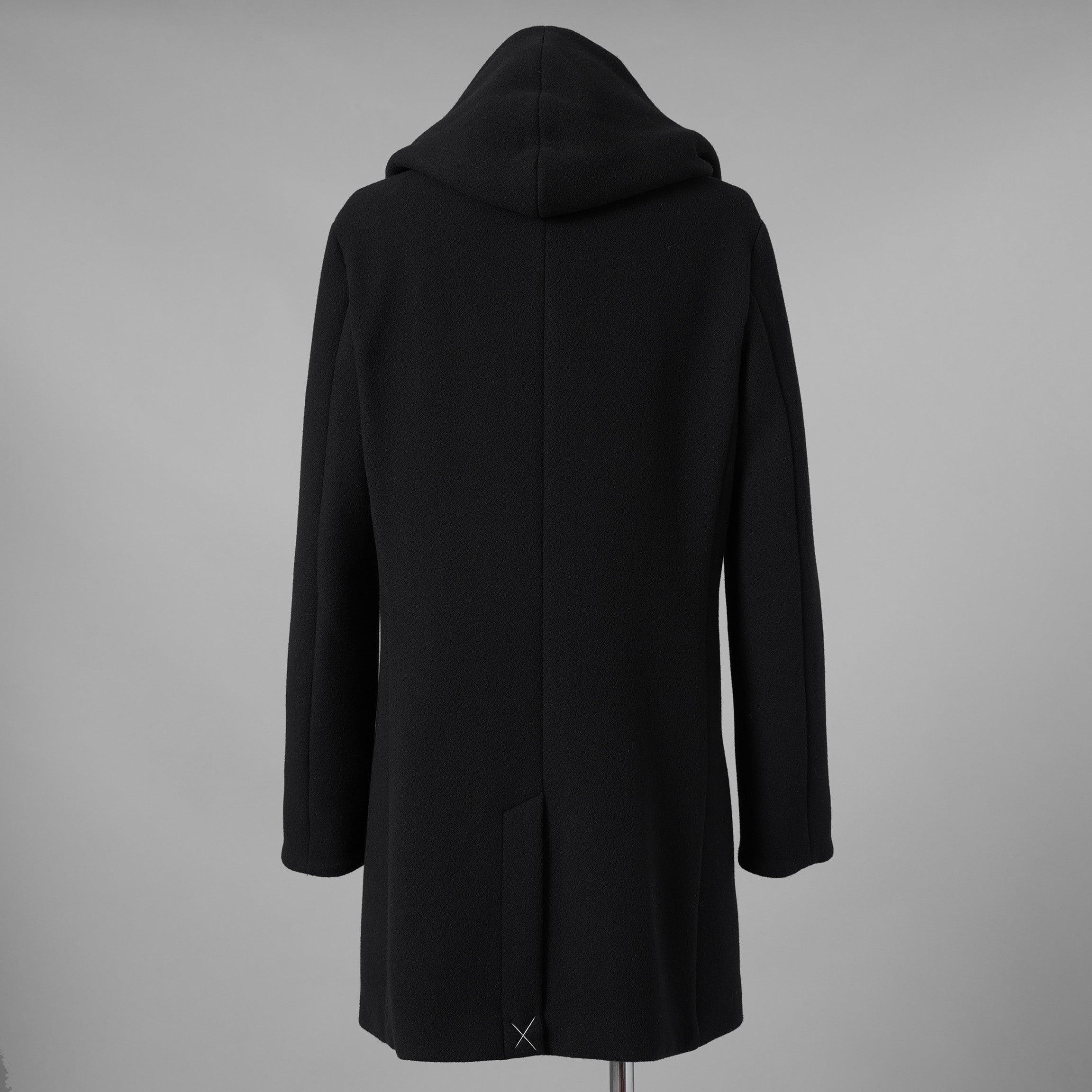 1PIU1UGUALE3 ウノピゥウノウグァーレトレ / 18AW 美品 WRAP NECK HOOD COAT ウールカシミア メルトンコート アウター / MRC060 WNY016 / size 4 (BLACK) 123023-alm
