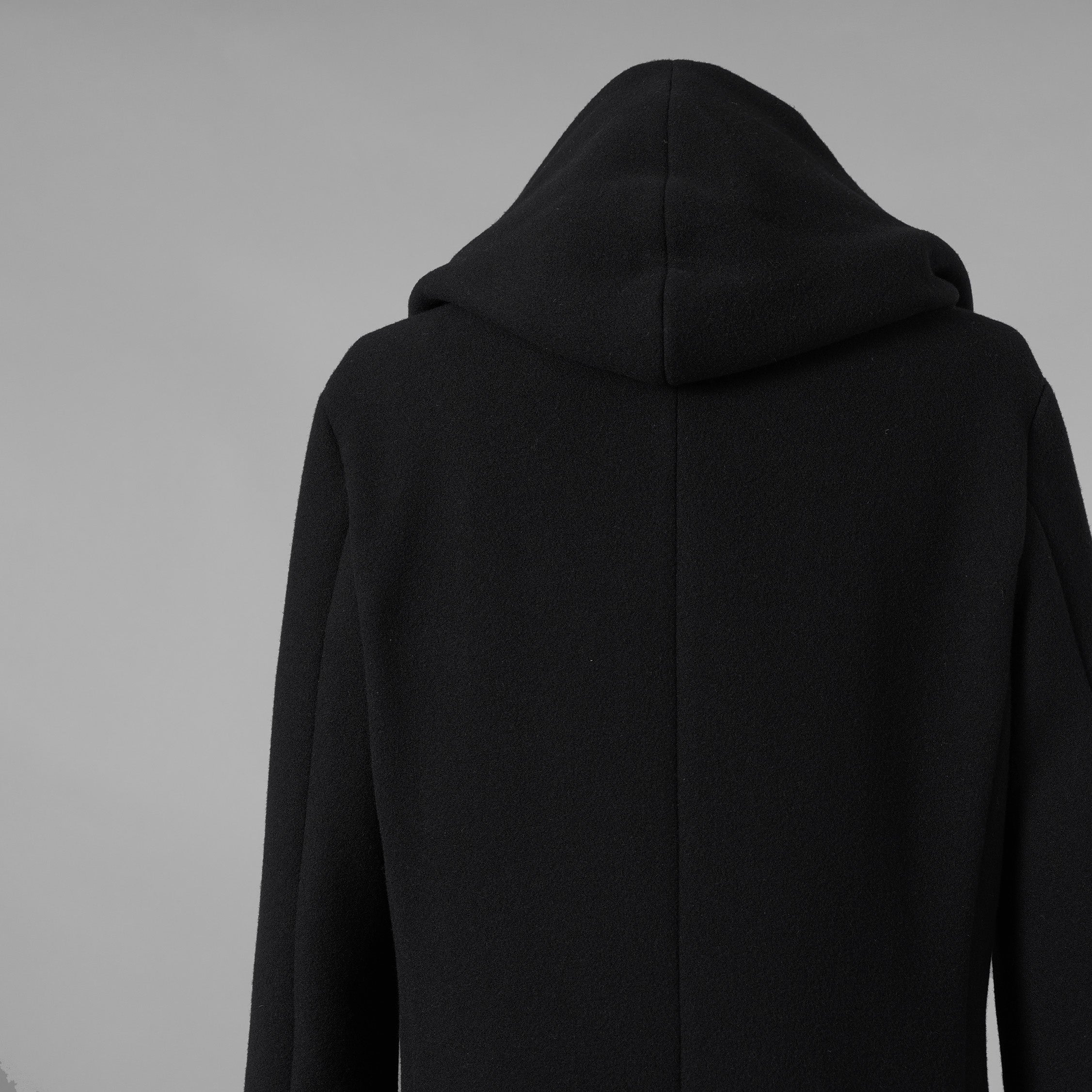 1PIU1UGUALE3 ウノピゥウノウグァーレトレ / 18AW 美品 WRAP NECK HOOD COAT ウールカシミア メルトンコート アウター / MRC060 WNY016 / size 4 (BLACK) 123023-alm