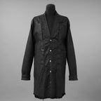 Rick Owens リックオウエンス / 美品 24SS LIDO / FOG POCKET JUMBO CUT-OUT OUTER SHIRT / コーティング カットオフ アウターシャツ / RR01D-3703 SBW / size 46 (BLACK WAX)