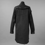 Rick Owens リックオウエンス / 美品 24SS LIDO / FOG POCKET JUMBO CUT-OUT OUTER SHIRT / コーティング カットオフ アウターシャツ / RR01D-3703 SBW / size 46 (BLACK WAX)