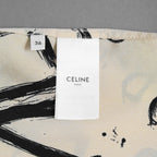 CELINE セリーヌ / 美品 22SS  トリオンフ & ロゴ スクリブル(落書き) プリント クレープ・ド・シーヌ シルク プルオーバー フーディ / 2B636731R / size 36 (BEIGE) レディース