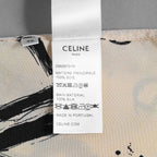 CELINE セリーヌ / 美品 22SS  トリオンフ & ロゴ スクリブル(落書き) プリント クレープ・ド・シーヌ シルク プルオーバー フーディ / 2B636731R / size 36 (BEIGE) レディース
