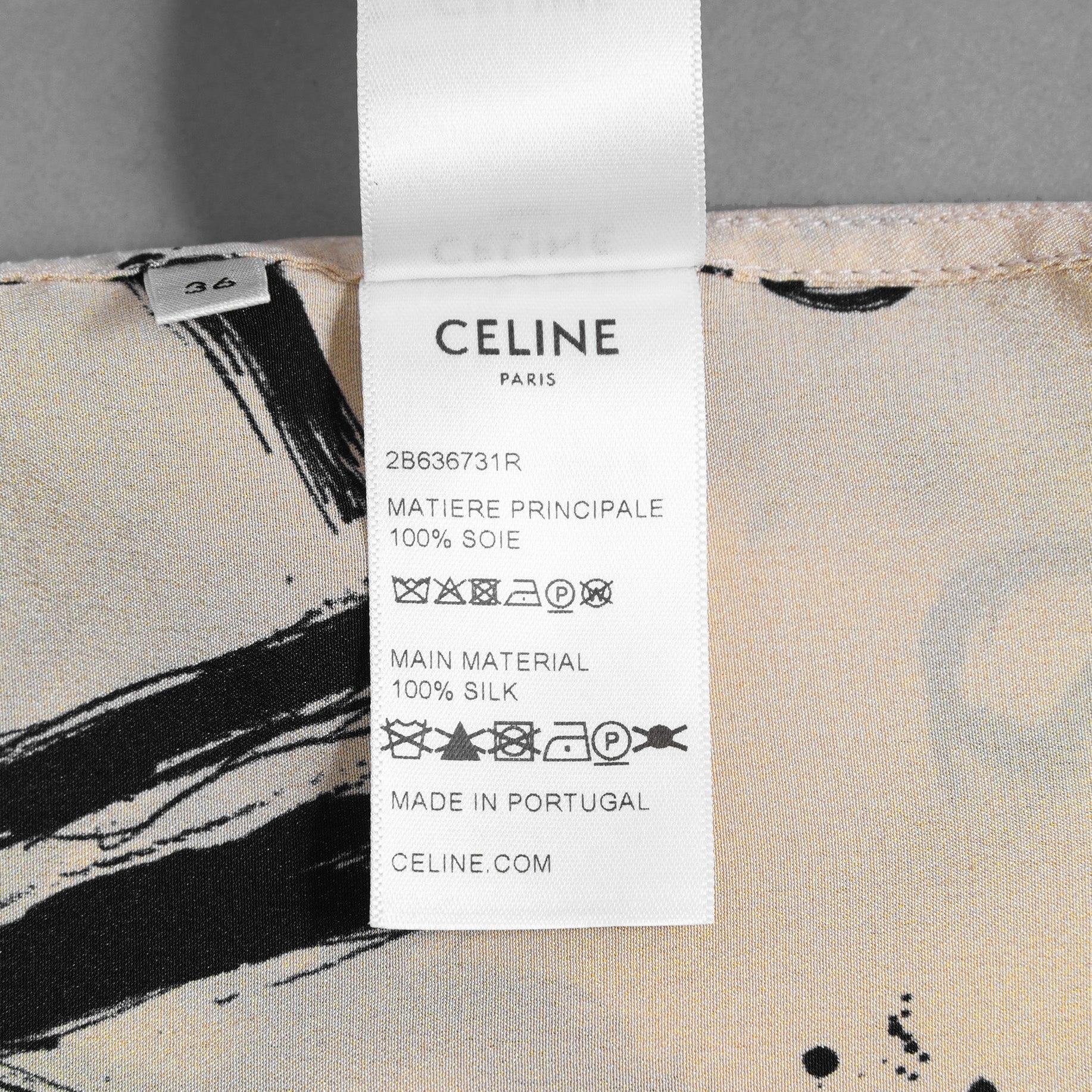 CELINE セリーヌ / 美品 22SS  トリオンフ & ロゴ スクリブル(落書き) プリント クレープ・ド・シーヌ シルク プルオーバー フーディ / 2B636731R / size 36 (BEIGE) レディース