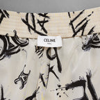 CELINE セリーヌ / 美品 21SS トリオンフ & ロゴ スクリブル プリント クレープ・ド・シーヌ シルク ショートパンツ / ラクガキ プリント /2P711731R / size 38 (BEIGE)