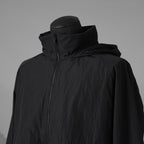 KAZUYUKI KUMAGAI ATTACHMENT カズユキ クマガイ アタッチメント / 20SS 塩縮タスランナイロンタフタ スタンドカラー コート / AC01-211 / size 2 (BLACK) 123032-alm
