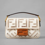 FENDI フェンディ / 21SS BAGUETTE CANVAS RICAMO FF AJOUR バゲット ミニ ハンドバッグ / ショルダーバッグ / 8BS017 AF2V F1DSV / IVORY