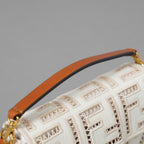 FENDI フェンディ / 21SS BAGUETTE CANVAS RICAMO FF AJOUR バゲット ミニ ハンドバッグ / ショルダーバッグ / 8BS017 AF2V F1DSV / IVORY