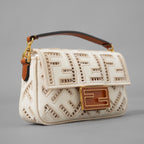 FENDI フェンディ / 21SS BAGUETTE CANVAS RICAMO FF AJOUR バゲット ミニ ハンドバッグ / ショルダーバッグ / 8BS017 AF2V F1DSV / IVORY