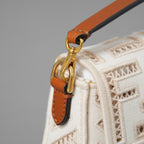 FENDI フェンディ / 21SS BAGUETTE CANVAS RICAMO FF AJOUR バゲット ミニ ハンドバッグ / ショルダーバッグ / 8BS017 AF2V F1DSV / IVORY