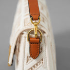 FENDI フェンディ / 21SS BAGUETTE CANVAS RICAMO FF AJOUR バゲット ミニ ハンドバッグ / ショルダーバッグ / 8BS017 AF2V F1DSV / IVORY
