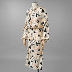 FENDI フェンディ / 美品 22SS ジオメトリック柄 シルクシフォン ワンピース / ドレス / FDB896 AJYC / size 40 (IVORY) レディース