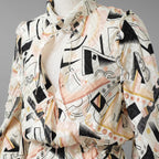 FENDI フェンディ / 美品 22SS ジオメトリック柄 シルクシフォン ワンピース / ドレス / FDB896 AJYC / size 40 (IVORY) レディース