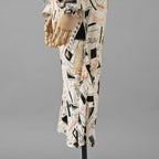 FENDI フェンディ / 美品 22SS ジオメトリック柄 シルクシフォン ワンピース / ドレス / FDB896 AJYC / size 40 (IVORY) レディース