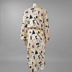 FENDI フェンディ / 美品 22SS ジオメトリック柄 シルクシフォン ワンピース / ドレス / FDB896 AJYC / size 40 (IVORY) レディース