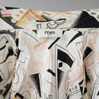 FENDI フェンディ / 美品 22SS ジオメトリック柄 シルクシフォン ワンピース / ドレス / FDB896 AJYC / size 40 (IVORY) レディース