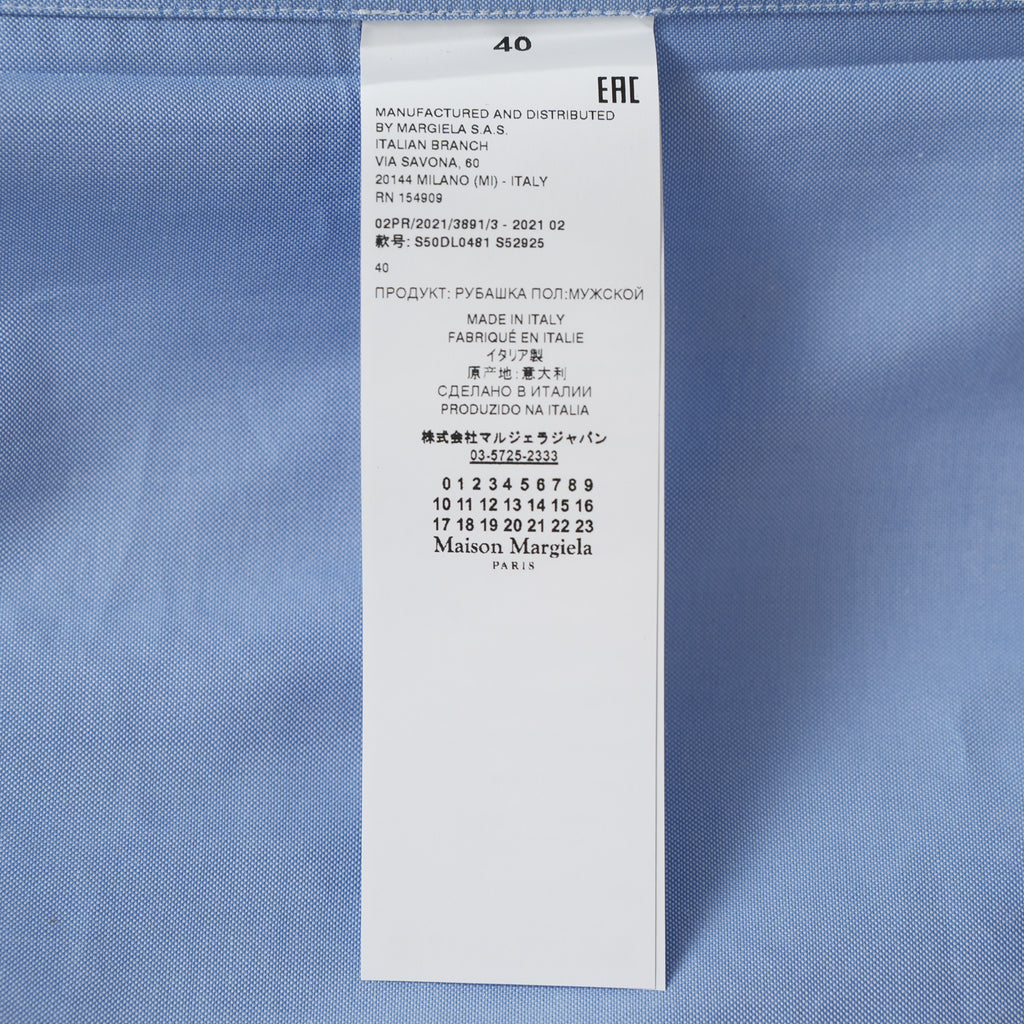 Maison Margiela メゾンマルジェラ / 美品 21SS マンダリンカラーシャツ 長袖シャツ / S50DL0481-S52925 / size 40 ( SAX BLUE )