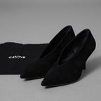 未使用 CELINE セリーヌ / エッセンシャル Vネック スウェード パンプス シューズ / size 35.5 (22.5cm) BLACK レディース 352113-izm