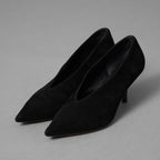 未使用 CELINE セリーヌ / エッセンシャル Vネック スウェード パンプス シューズ / size 35.5 (22.5cm) BLACK レディース 352113-izm
