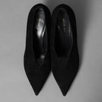 未使用 CELINE セリーヌ / エッセンシャル Vネック スウェード パンプス シューズ / size 35.5 (22.5cm) BLACK レディース 352113-izm
