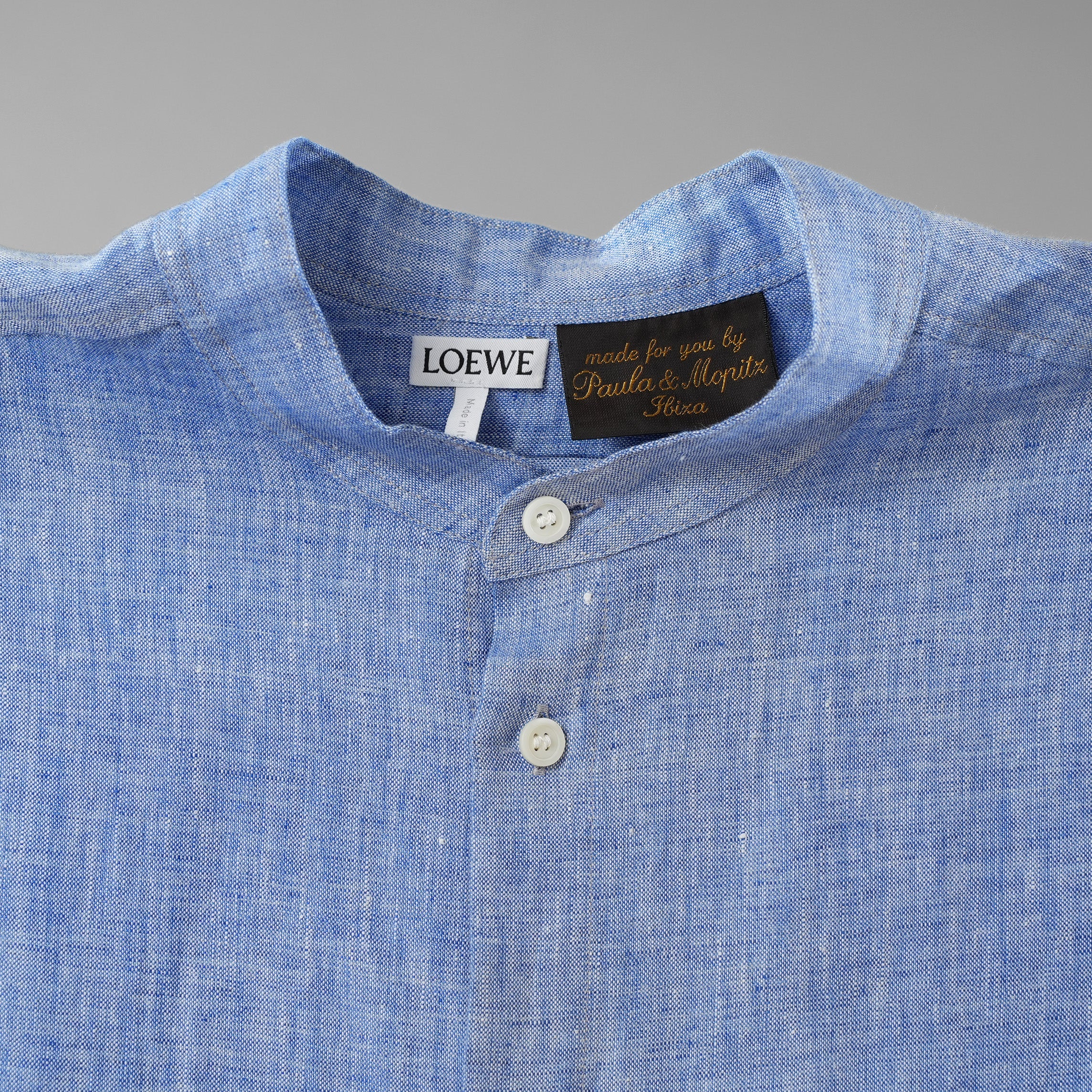 LOEWE ロエベ / 美品 19SS Paula's Ibiza パウラズ イビザコレクション リネンシャツ / 長袖シャツ / A-28003861 / size S (SAXE BLUE）