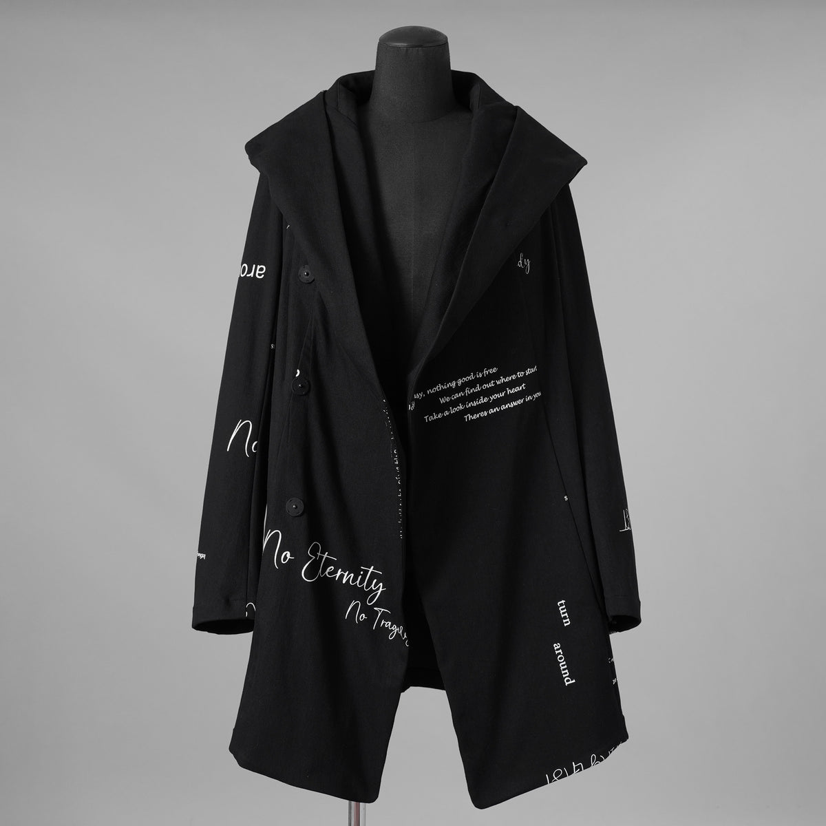 bajra バジュラ / 美品 25AW ストレッチデニム プリント フーデッドコート / 157UC03 / size 3 (BLACK) 352118-in-ue